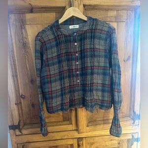 Natural Life Women’s Plaid Boho Top Medium